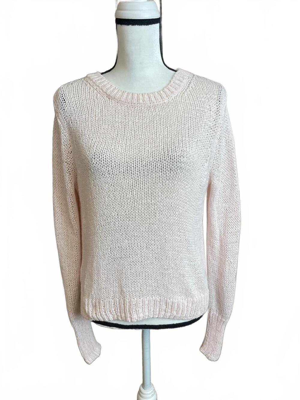 Ann Taylor open weave pale pink sweater medium